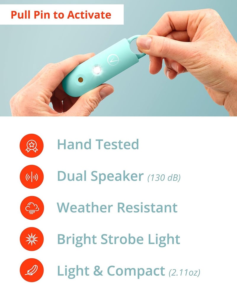 Vantamo Personal Alarm for Self Defense with Low Battery Notice, Strobe Light & Extra Loud 130 dB Double Speakers Safety Keychain Set for Women, Rechargeable Panic Button for Womens Self Defense - Image 5